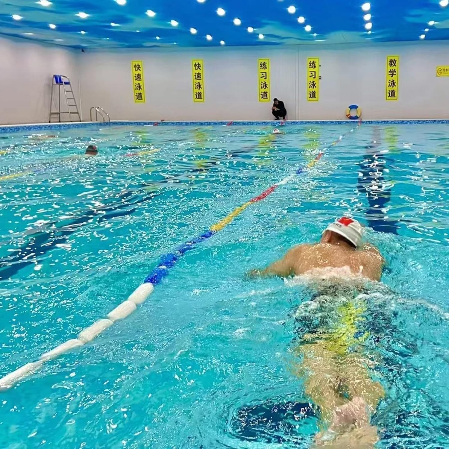 Flotadores duraderos divisores de carriles para Piscinas: línea de natación de Seguridad con Boyas Brillantes y cordón de Nailon de 4 m para el hogar y la Escuela, Nadar en Aguas Poco