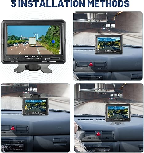 Miniatura 5 de EWAY 7 pulgadas TFT LCD Monitor Quad Split HD Pantalla 4 Canales RCA Entradas de Video para Coche Backup Retrovisor Cámara Reverse Monitor con