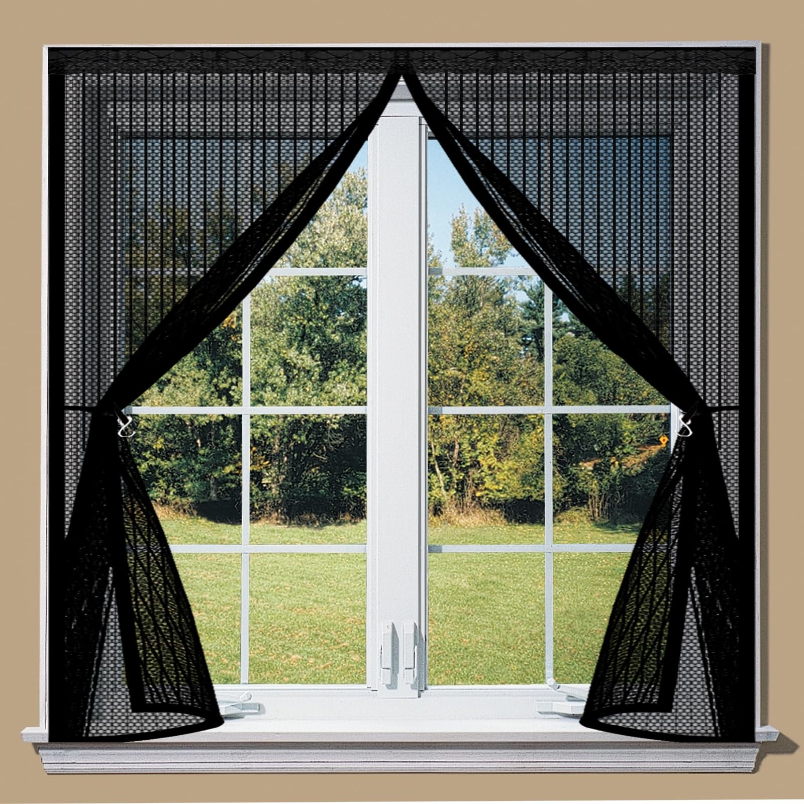 Qenhyun Black Door Fly Screen 70 X 205 Cm Keep Bugs Out, Full Frame Magic Tape, Powerful Magnets, Self Sealing, No Drill Installation, Magnetic Fly Screen Doors For Balcony Bedroom Doors,