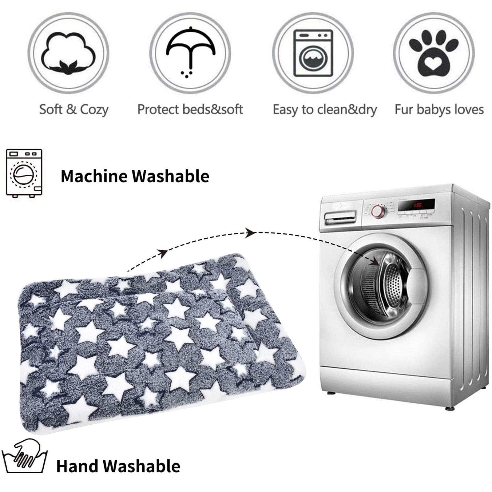 Gemütlich Flanell Fleece Haustiere Softe und Warme Haustiere Bed Für Hunde/Katzen XZ006 (Blue Background & White Stars, 49 * 32 cm)