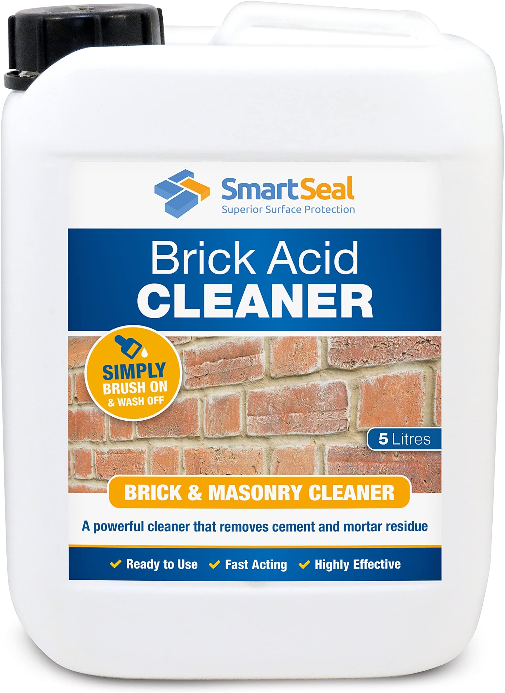 Smartseal Brick Acid Cleaner - Easy To Apply Effective Brick Cleaner Solution For Exterior Brick Walls and Masonry Surfaces - Removes Efflorescence, Dirt, Grime & Limescale (5 Litres)