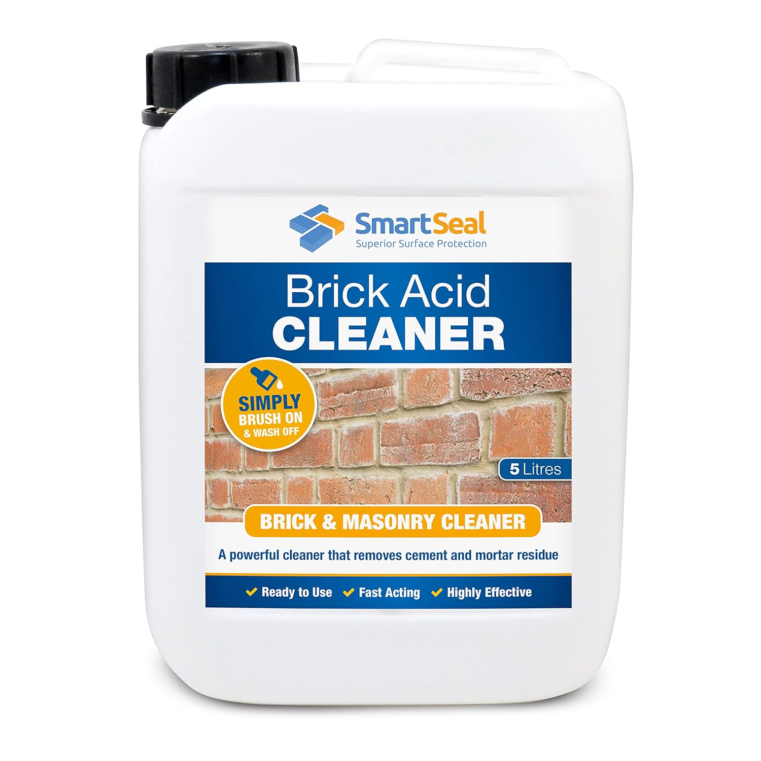 Smartseal Brick Acid Cleaner - Easy To Apply Effective Brick Cleaner Solution For Exterior Brick Walls and Masonry Surfaces - Removes Efflorescence, Dirt, Grime & Limescale (5 Litres)
