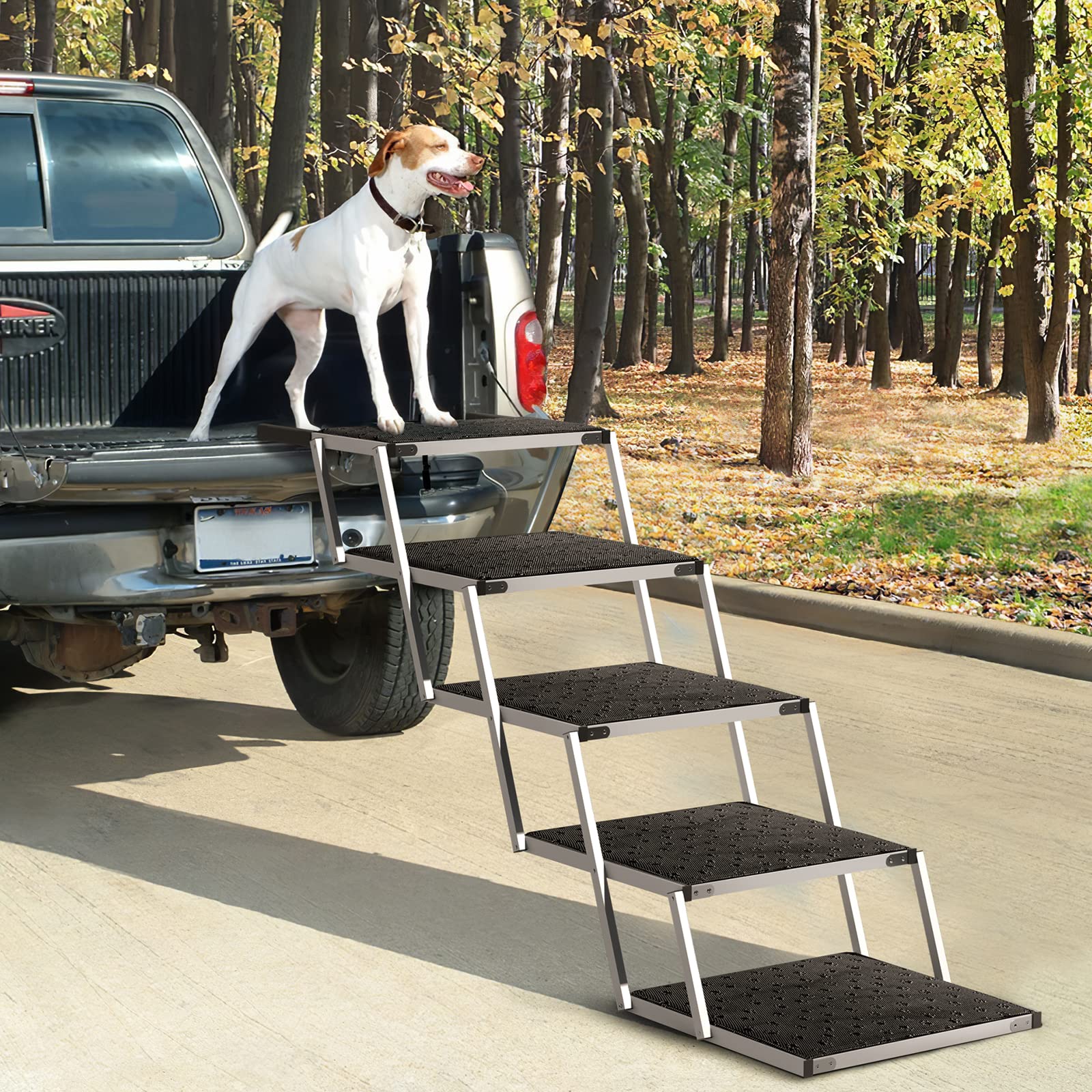 Lemberi Reinforced Dog Stairs for Car, SUV and Trucks Aluminum Dog