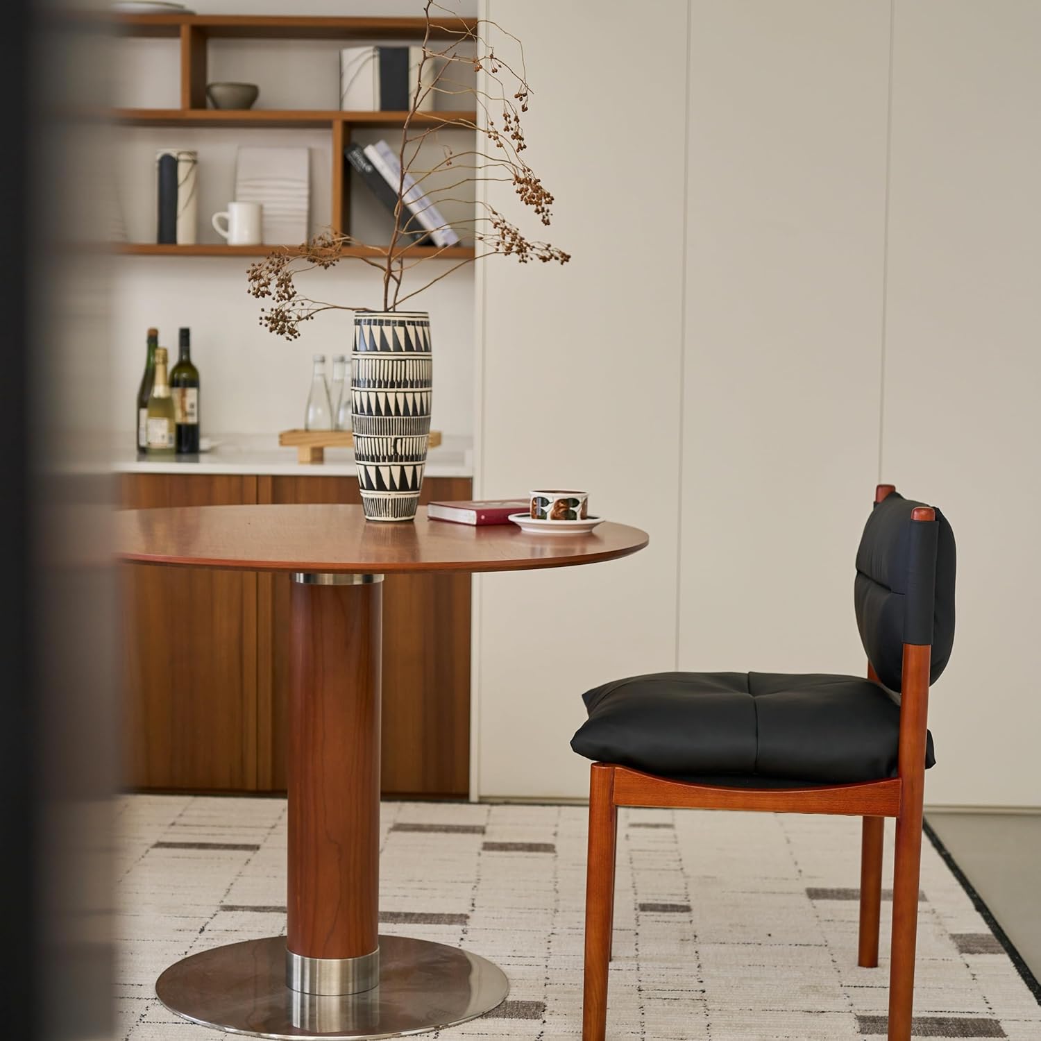 WILD WORKS Yi Yun White and Black Vase, Rustic Ceramic Floor Vases, Hand-Painted Texture, 13.79” Tall Large Decor for Living Room, Office & Modern Farmhouse Decor Wabi Sabi