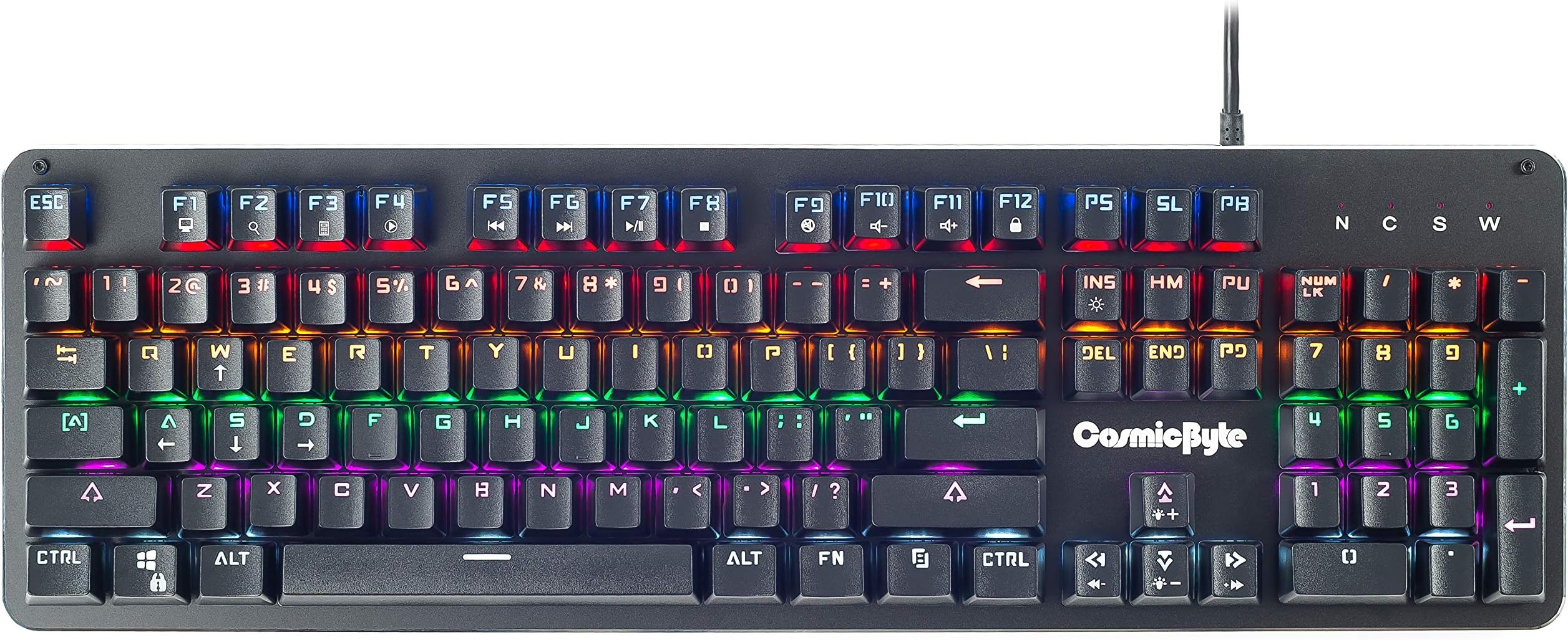Cosmic Byte CB-GK-13 Neon Rainbow Backlit Mechanical Keyboard with Brown Outemu Switch (Black)