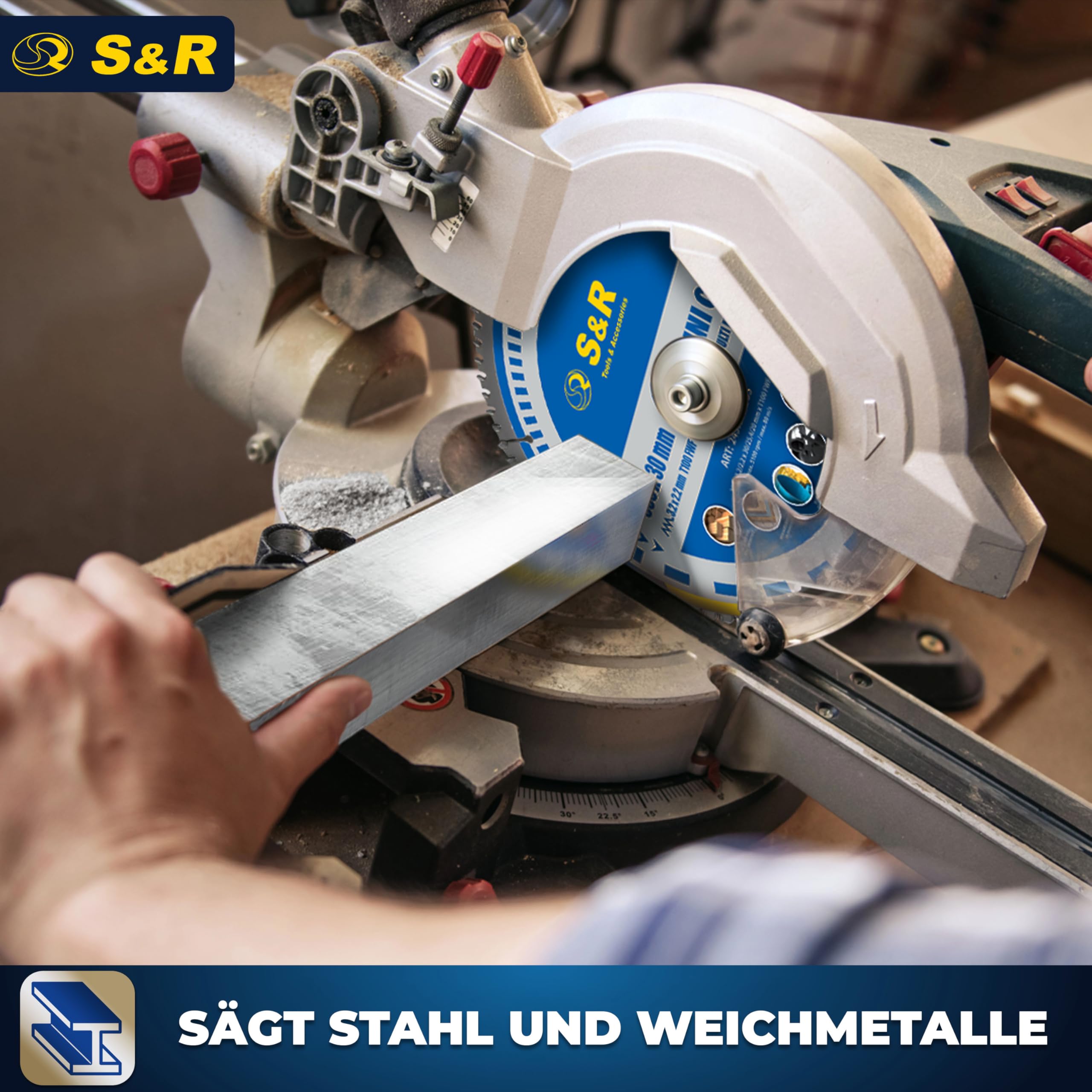 S&R Kreissägeblatt 305 x 30 mm FWF-Design, 100 Wolframkarbid HW Zähne, Universal Multicut Sägeblatt für Holz, 4 mm Baustahl, NE-Metalle, Kunststoff, Aluminium, Mehrzweck-Sägeblatt, Reduzierringe