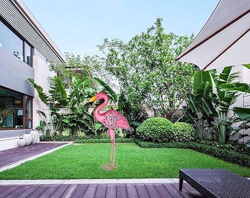 Miniatura 2 de Owlgift Estatuas y esculturas de jardín de grúa de 29 pulgadas, estatuas de jardín de grúa azul de metal alto, estatua de pájaros para patio,