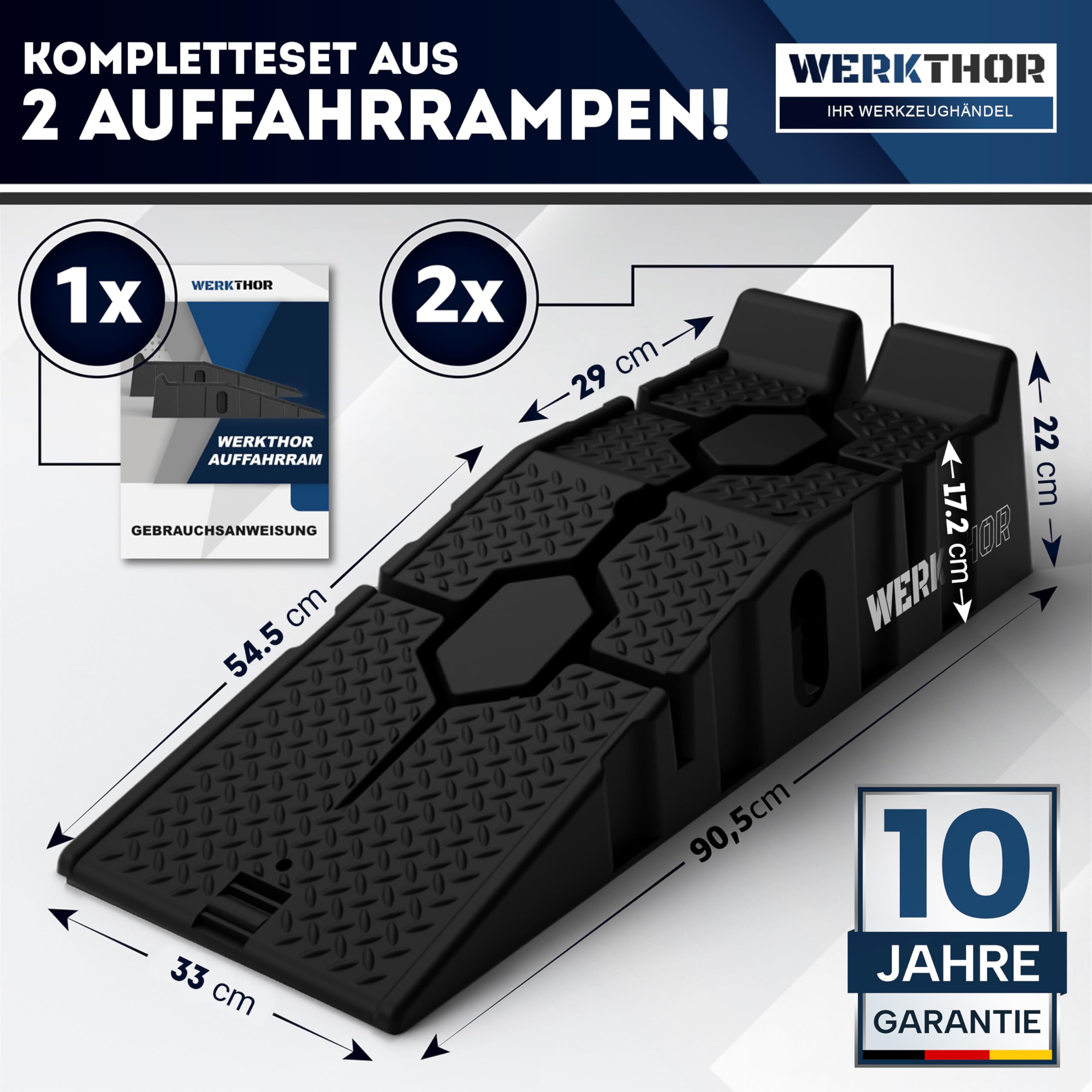 Rampa di carico per auto, set da 2 pezzi, rampa per auto fino a 2,5 T, robusto ponte sollevatore per ogni terreno, cunei per lavori sicuri, rampe di sollevamento auto - 3