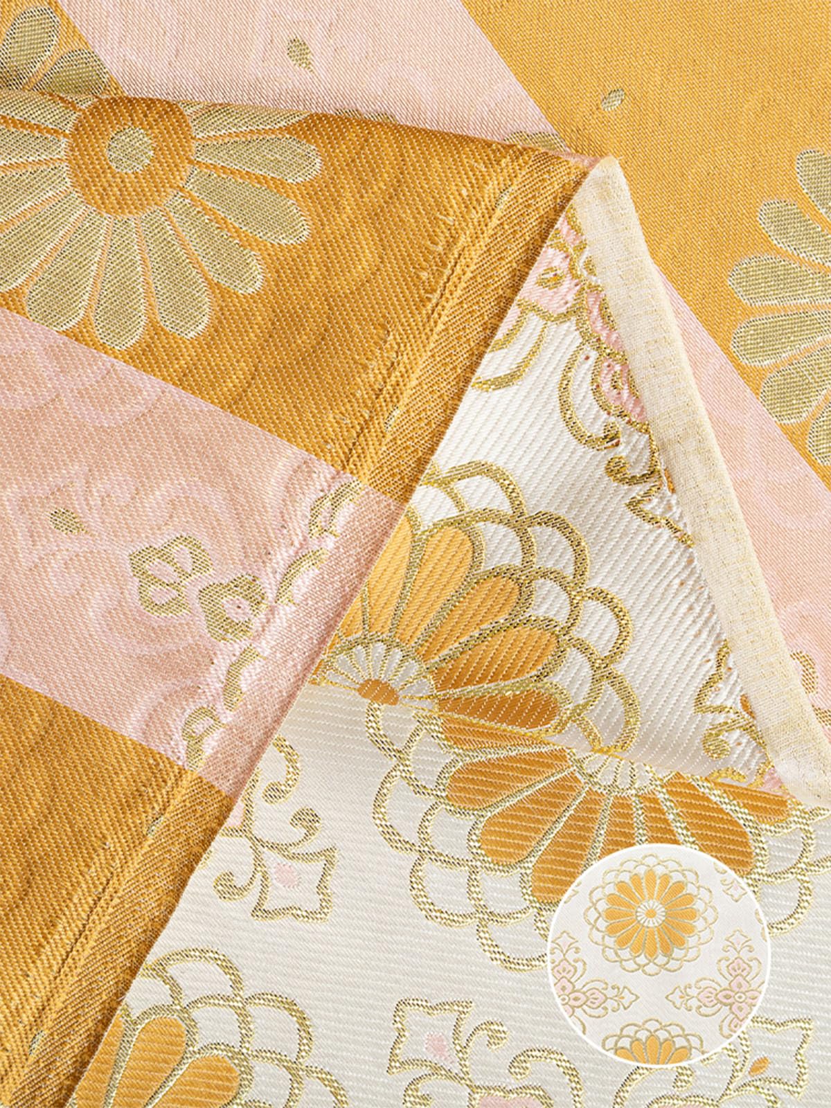 Brokatowa satynowa tkanina kwiatowa do samodzielnego szycia, wzór dyniowy w kwiaty, pomarańczowa elegancka prosta tkana poduszka, ręcznie robiona torba kimono, 150X50cm