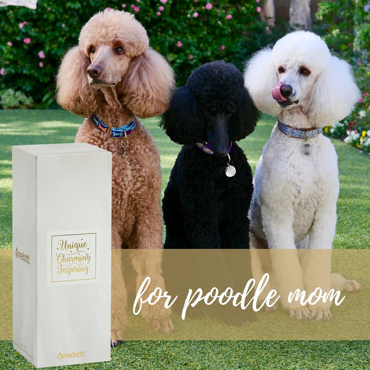 Onebttl Dog Mom Gifts, Dog Lover Gifts for Women, Best Dog Mom Ever, 20 oz Glitter Silver-Gold Insulated Tumbler - Poodle Mom - Image 4