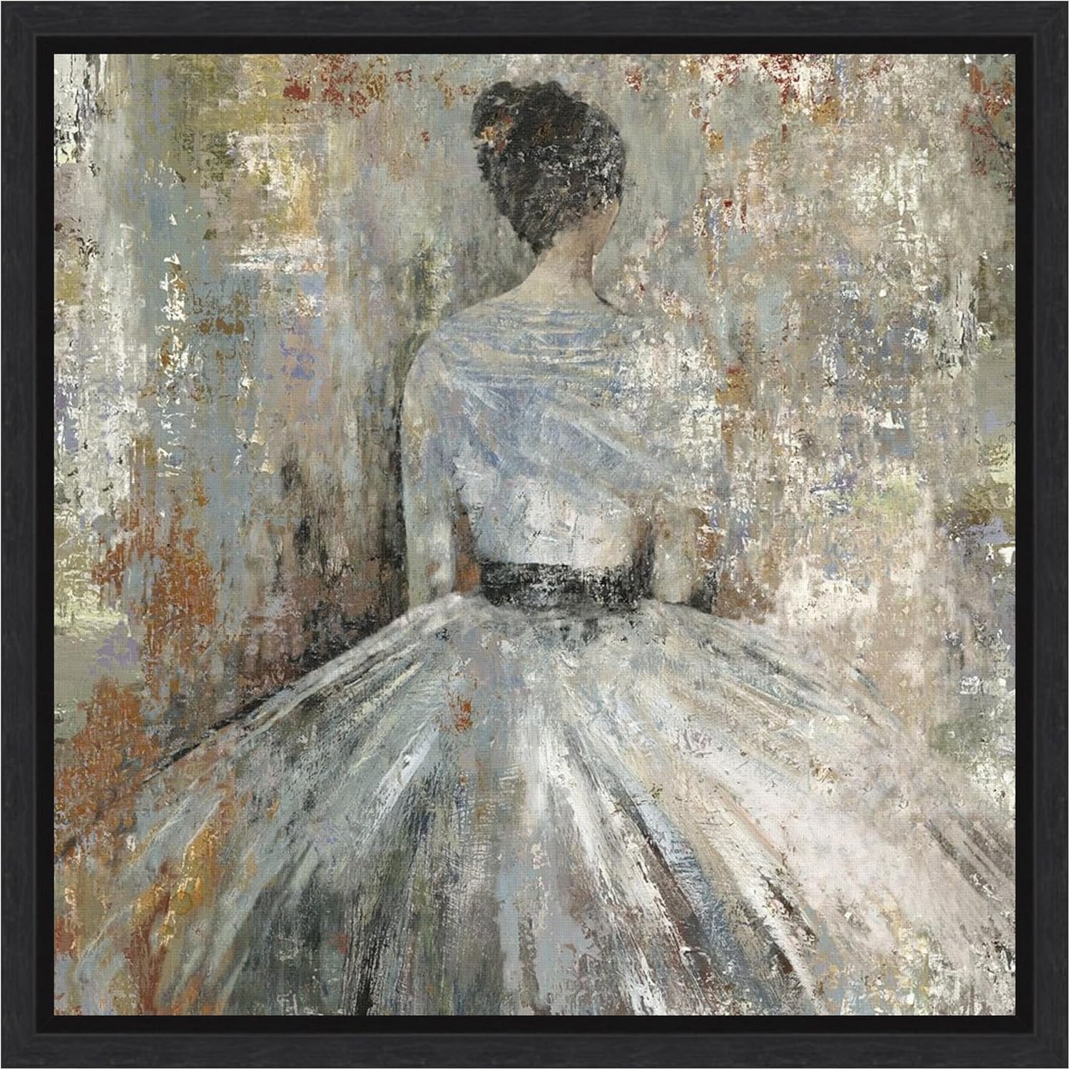 Amanti Art Framed Canvas Wall Art 30x30 In Waiting (Woman in Dress) by Aimee Wilson, Framed Wall Art Canvas, Abstract Artwork, Modern Decor, Large Poster Painting for Living Room, Bedroom, Bathroom,