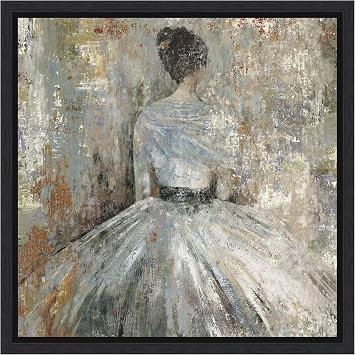 Amanti Art Framed Canvas Wall Art 16x16 In Waiting Woman in Dress by Aimee Wilson, Framed Wall Art Canvas, Abstract Artwork, Modern Decor, Small Poster Painting for Living Room, Bedroom, Bathroom,