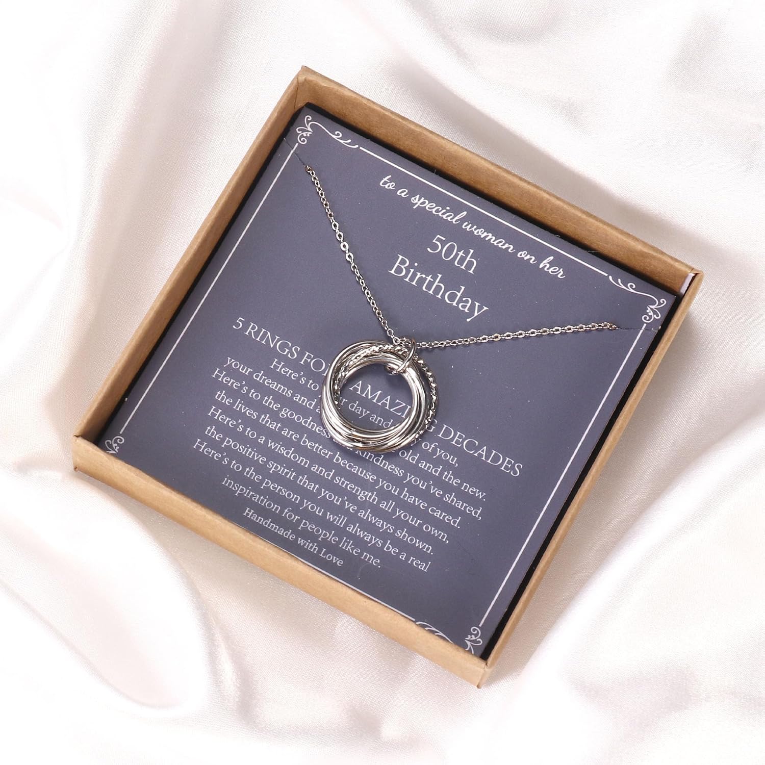 Birthday Gifts for Women, Sterling Silver Chain Circles Necklace 30th 40th 50th 60th 70th 80th 90th Birthday Necklace for Her Woman 30 40 50 60 70 80 90 Years Old Birthday Gifts for Women - Image 5