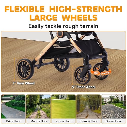 Miniatura 6 de Cochecito para mascotas 3 en 1, cochecito de mascotas plegable de un solo toque con 4 ruedas, transportador de viaje plegable para mascotas SM