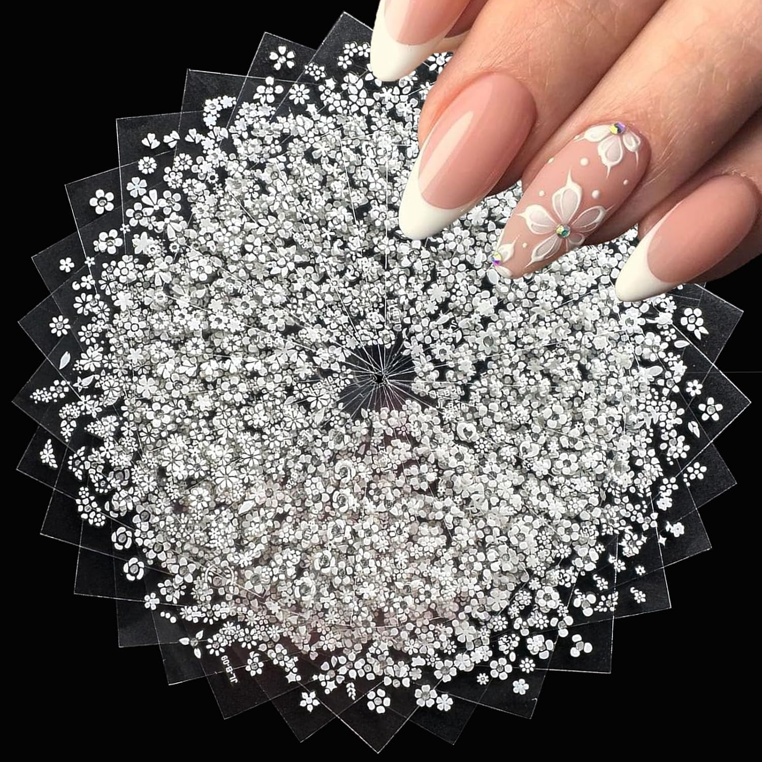 30 Sheets White Nail Art Stickers 3D Self-Adhesive White Lace Hollow Nail Stickers Cat Flower Star Moon Heart Nail Decals 3D Gold Retro Nail Art Design Manicure for Women DIY Acrylic Nails Decoration