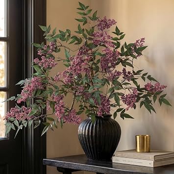 2Pcs 36"Realistic Artificial Nandina Berry Stems for Vase DecorDusty Plum