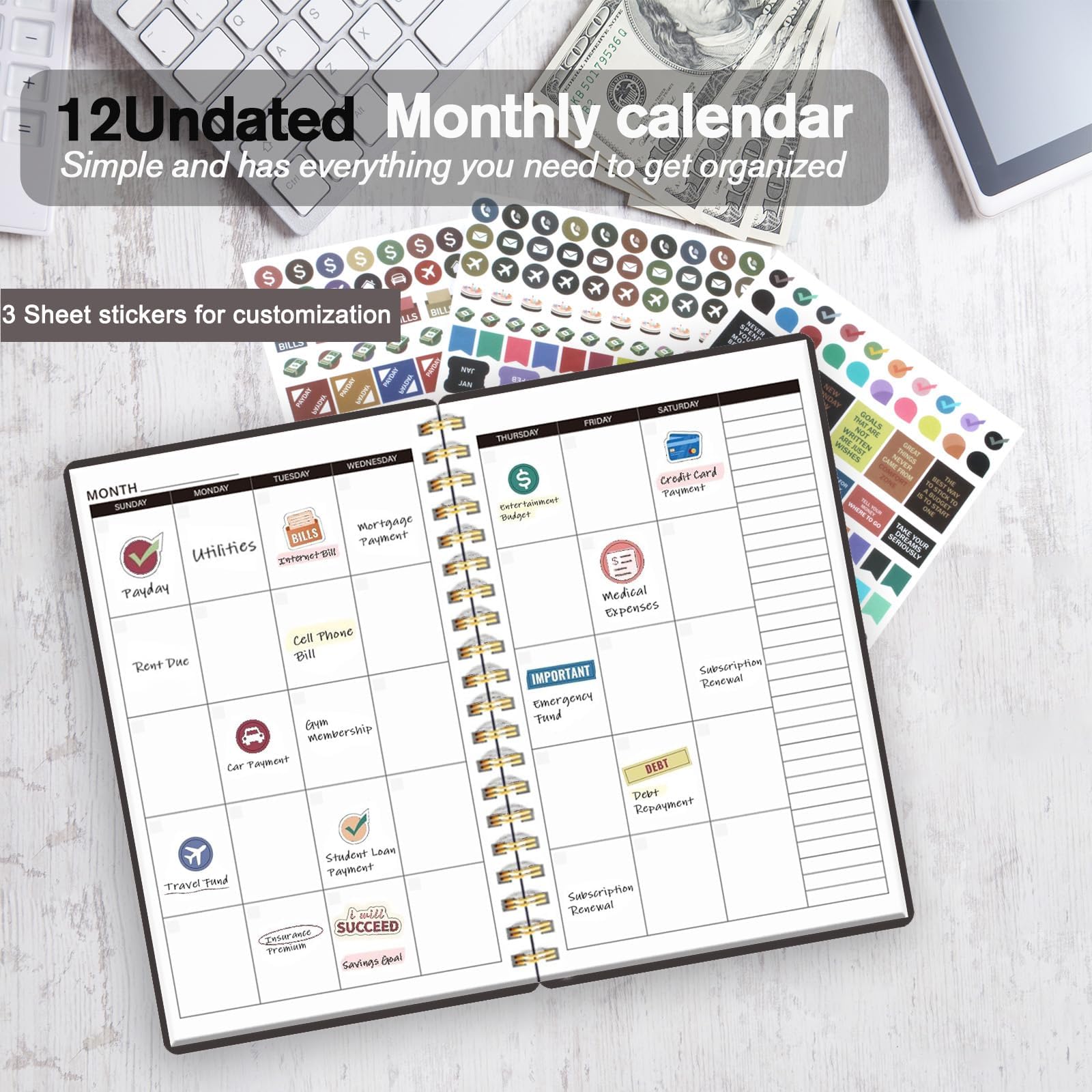 Budget Planner, Monthly Budget Book 2025 with Expense & Bill Tracker - Image 2