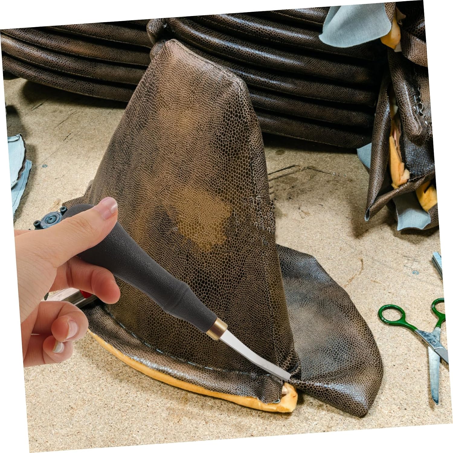 NUOBESTY Leather Beveling File with Anti Slip Handle Stainless Steel