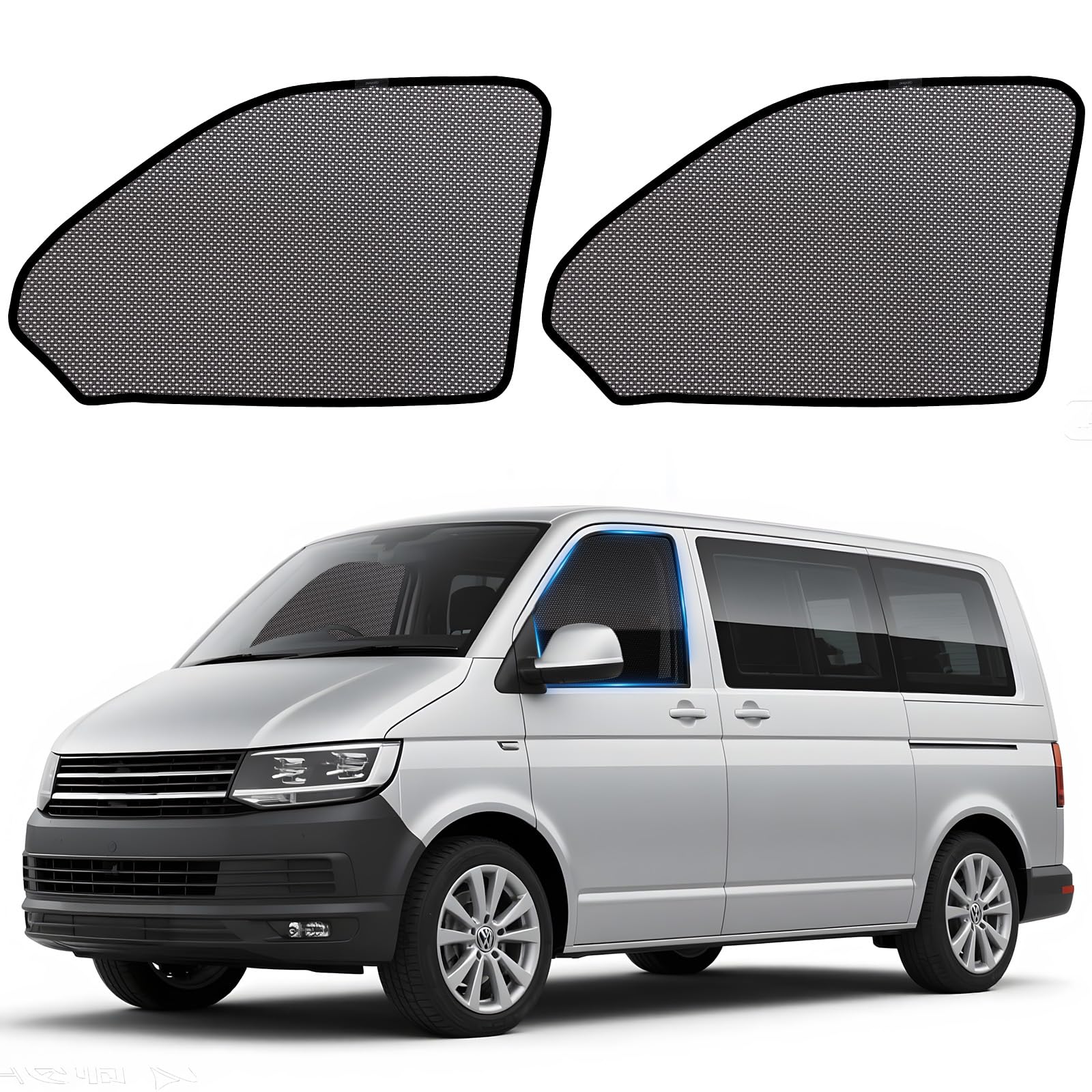 ZATOOTO Moskitiera do VW T5, 2-częściowa magnetyczna ochrona przed słońcem na przednie szyby, ochrona przed promieniowaniem UV – nadaje się na kemping