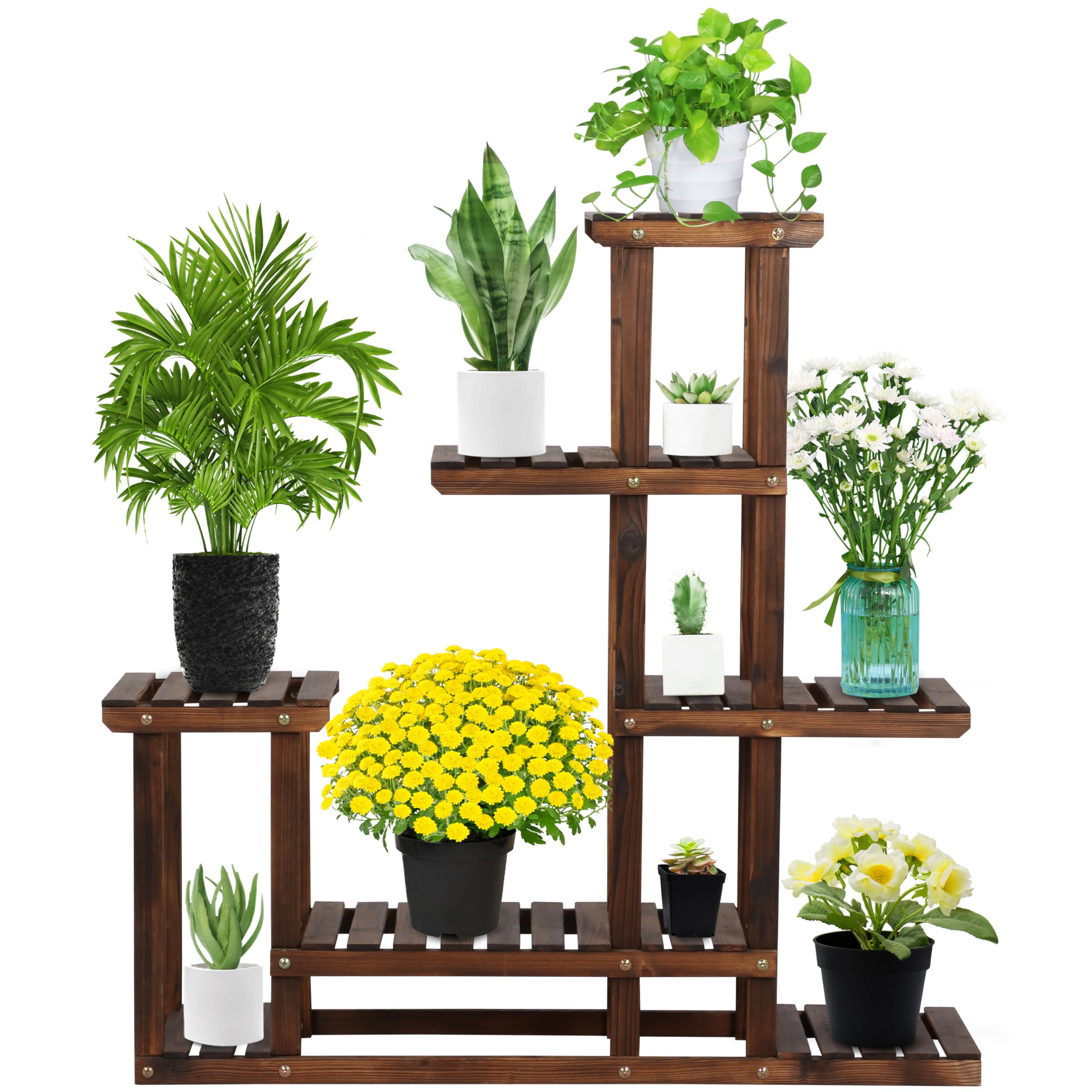 Yaheetech Scaffale Piante Porta Fiori Fioriera Verticale in Legno Espositore a 7 Ripiani da Interno e Esterno Supporto Giardino Balcone 97 x 25 x 96 cm