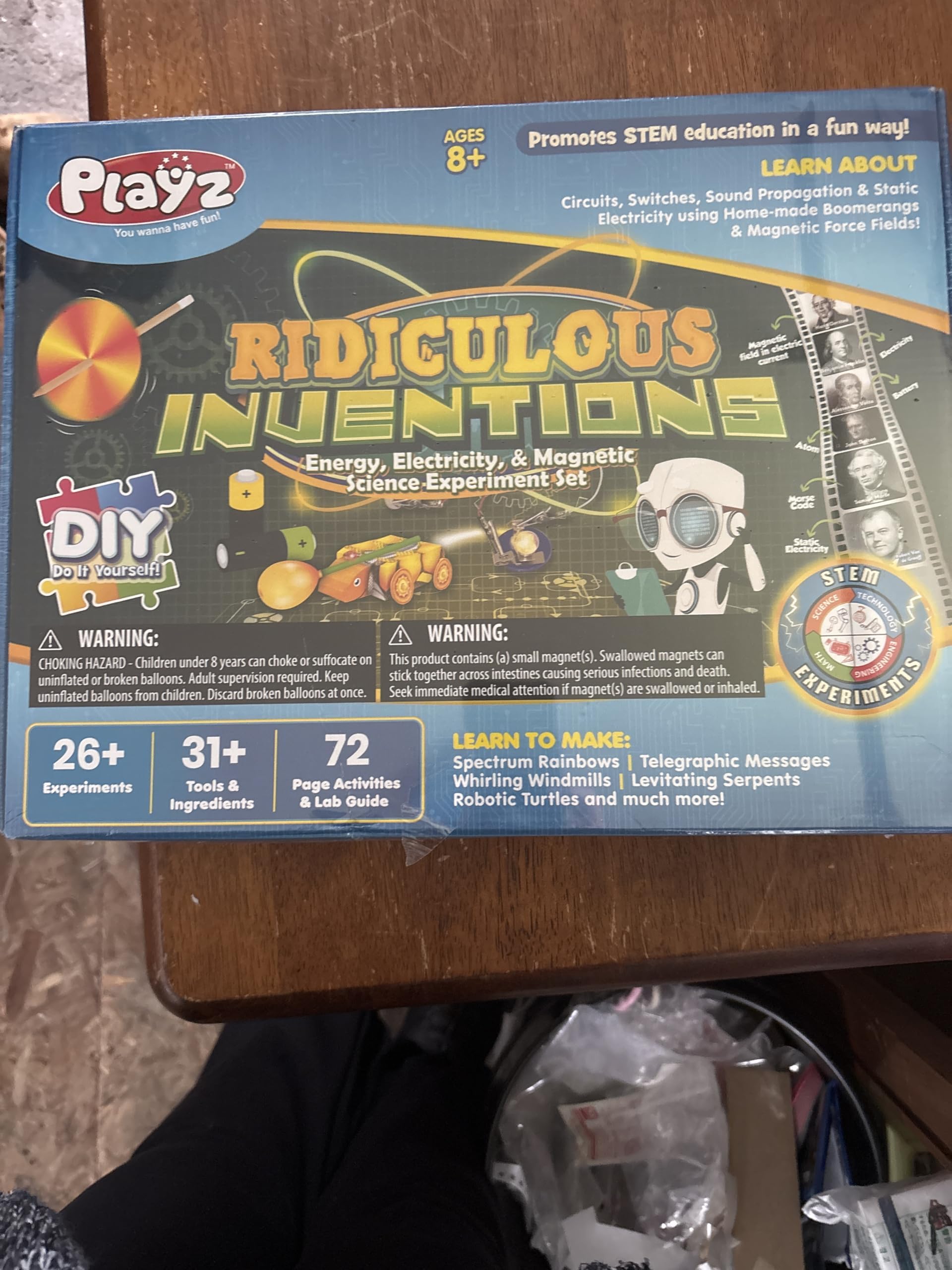Playz Ridiculous Inventions Science Kits for Kids - Energy, Electricity & Magnetic Experiments Set - Build Electric Circuits, Motors, Telegraphic Messages, Robotics, Compasses, Switches, and much more