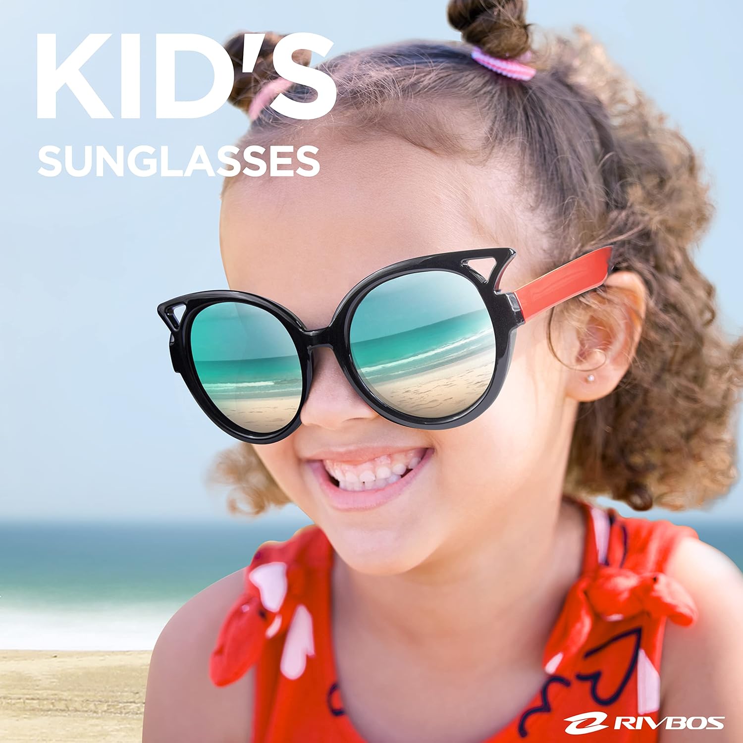 RIVBOS Kids (Age 3-8) Sunglasses for Girls Boys with Strap Polarized UV Protection Flexible Rubber Shades RBK002 - Image 2