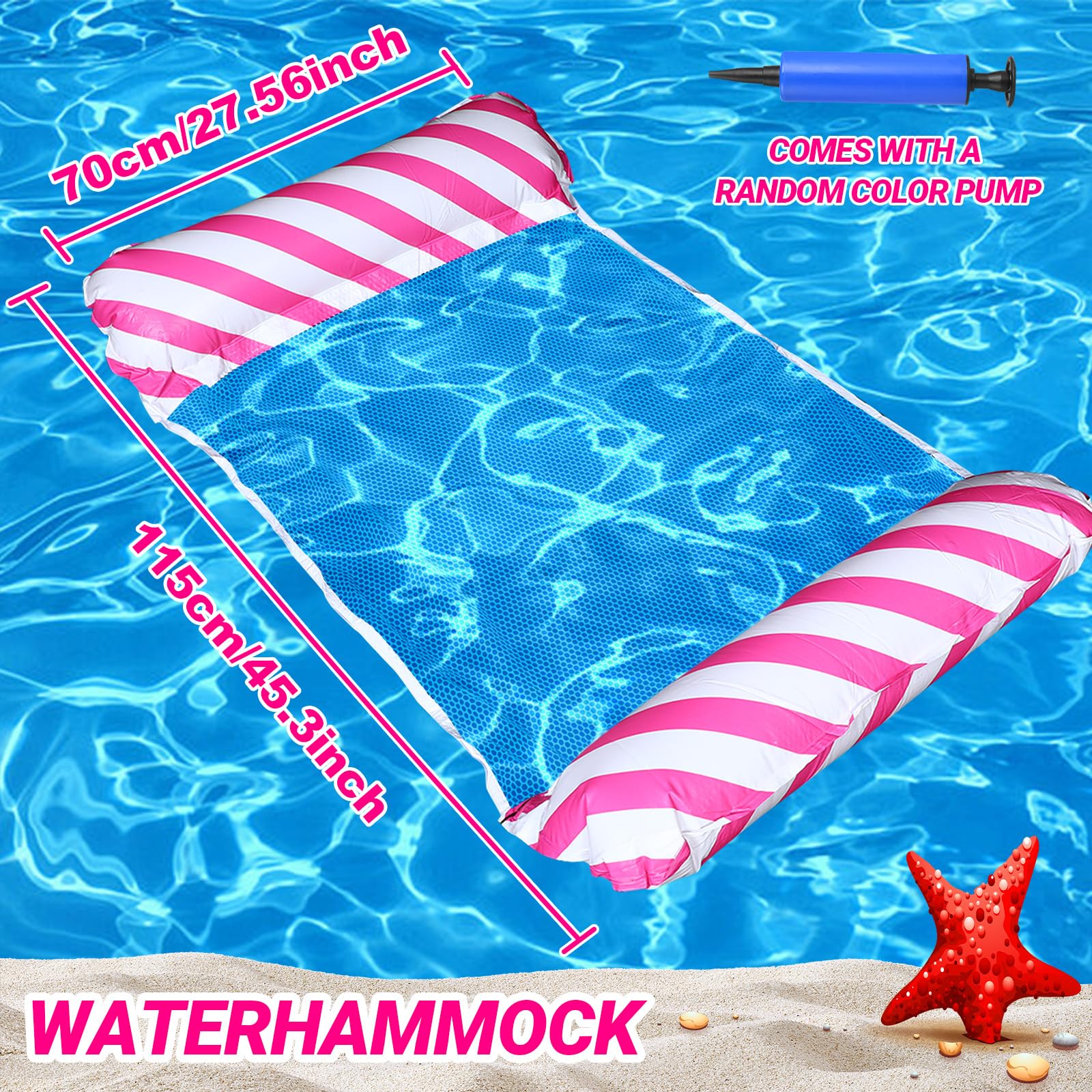 Amaca ad acqua – Sedia da nuoto – Amaca ad acqua con rete – Materasso ad aria 3 in 1 – Tappetino da nuoto con pompa galleggiante – Divertente accessorio per piscina per mare, spiaggia, lago