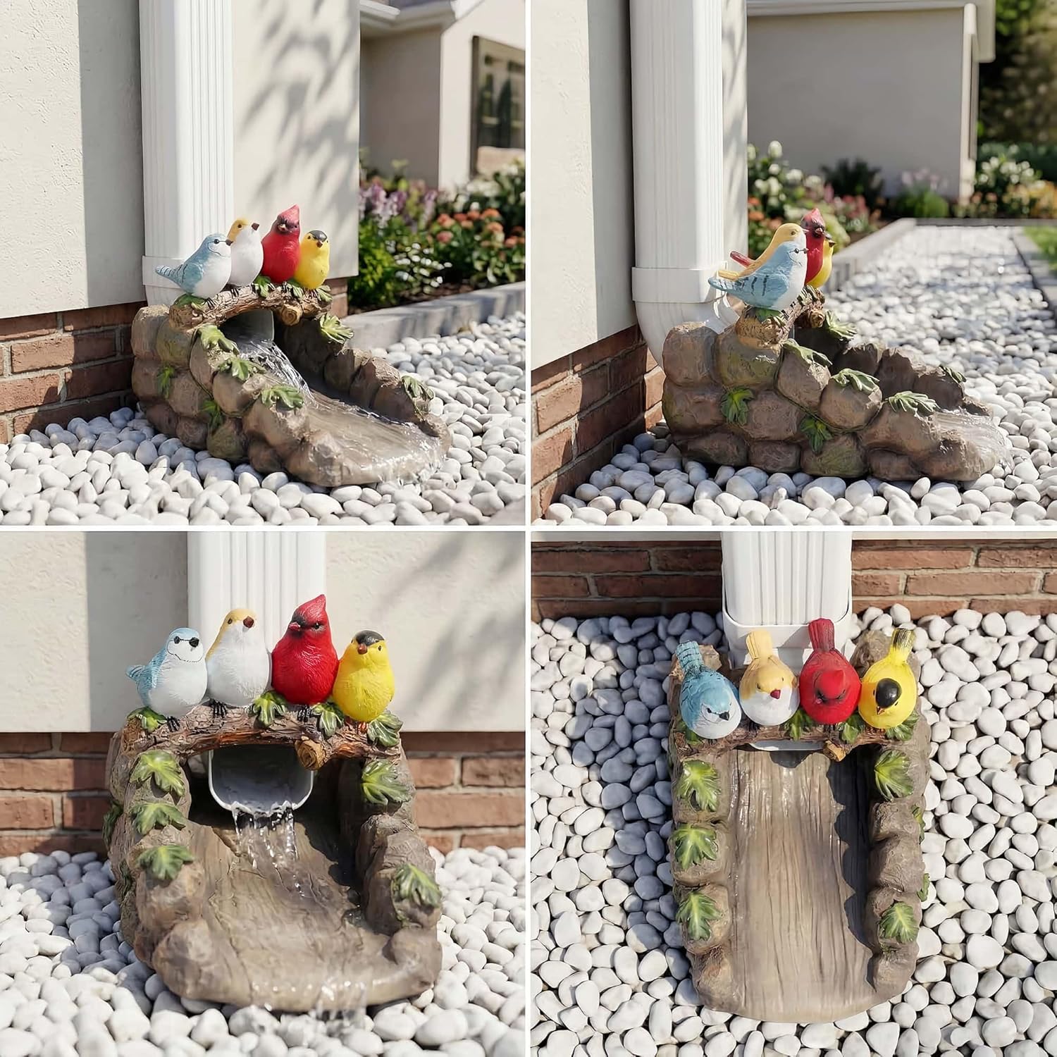 Cardinal Bird Statue Gutter Diverter Rain, Resin Gutter Extender Diverter,Deco Gutter Extension Downspout, Splash Block, Perfect Rain Gutter Downspout Extension for 3"x4" Downspouts
