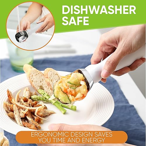 Vista 88 de Spring Chef Cuchara de helado rosa resistente con mango de agarre suave, cuchara de helado profesional, cuchara de helado de metal para masa