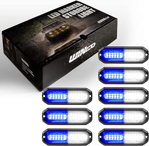 Miniatura 3 de WINECO 8 luces LED ultrafinas de policía estroboscópicas de emergencia, luz intermitente de advertencia de seguridad para camiones voluntarios y