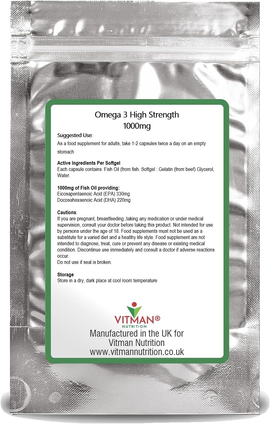Omega 3 Fish Oil Softgels, Ultra Potent 1000mg, 90 Capsules, Strong EPA & DHA, Easy to Swallow Omega 3 Fish Oils - Image 3