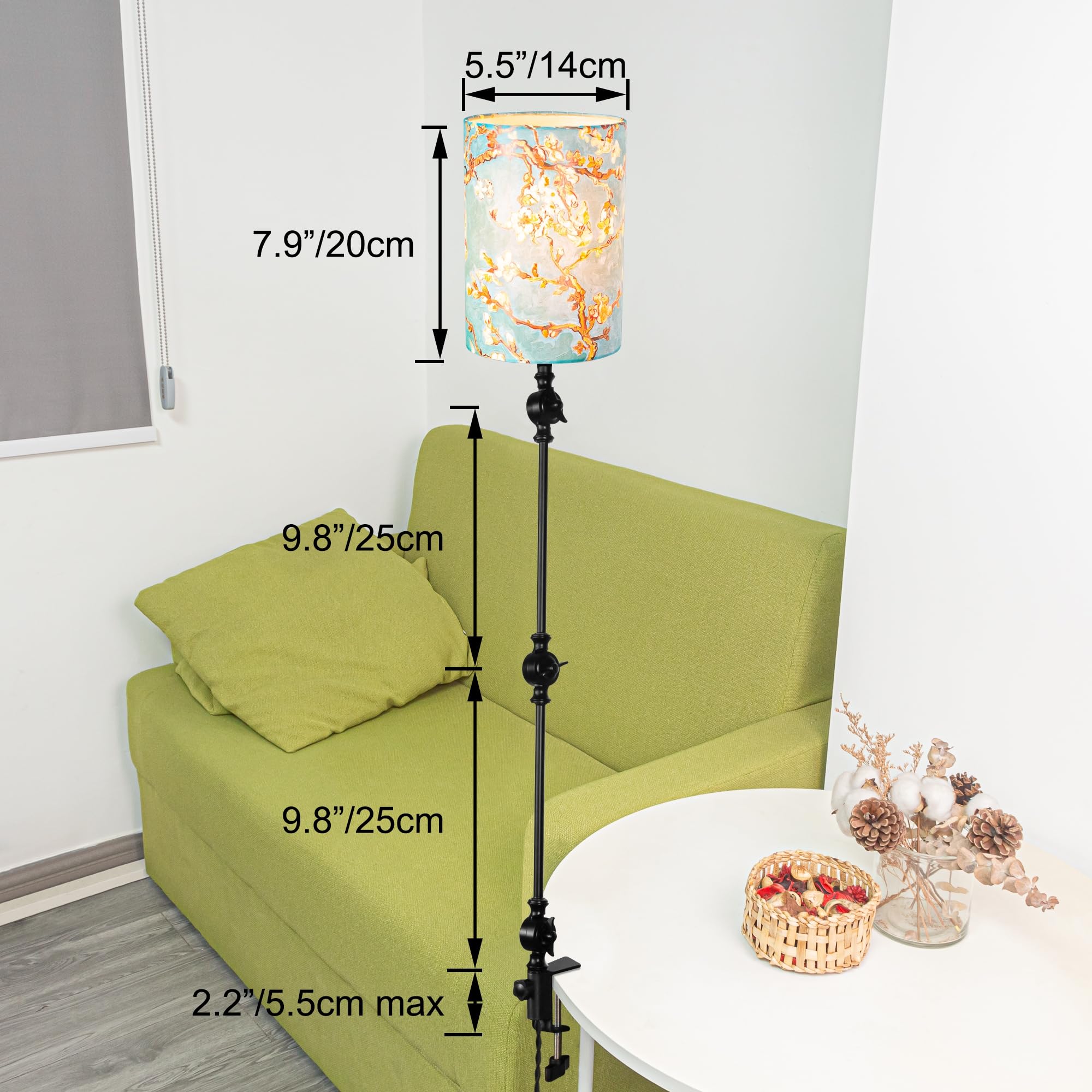 Wiederaufladbar Klemmleuchte mit Fernbedienung, Einstellbar Clip auf Schreibtisch Leselampe,Dimmbar Clamp Nachttischlampe mit Flexarm für Schreibtisch Nachttisch Regal-bunt-DZ0034
