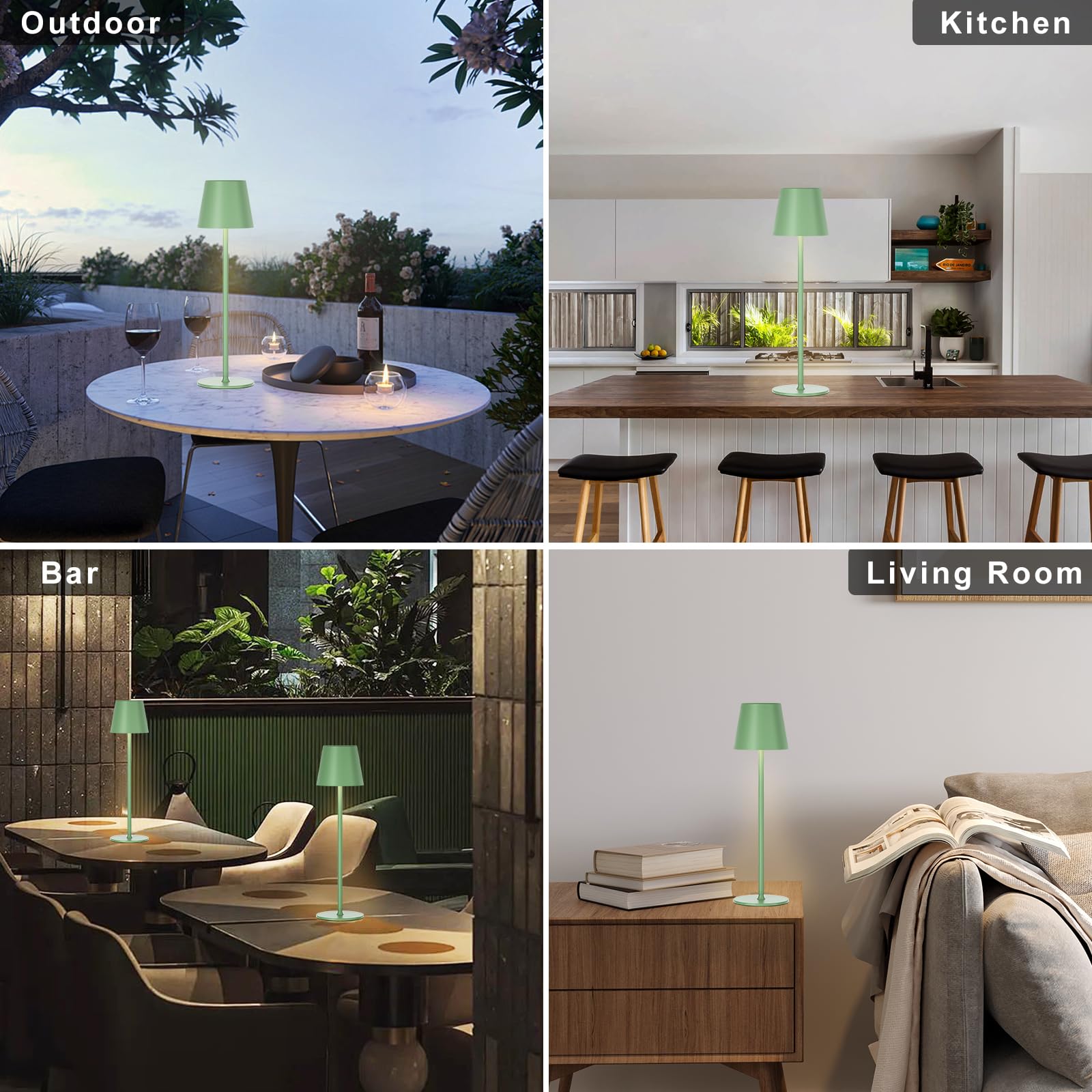 Lampade da tavolo senza fili, lampada da scrivania con regolazione continua, lampada LED touch ricaricabile, batteria da 5200 mAh, IP54, 2 pezzi | Leroy Merlin