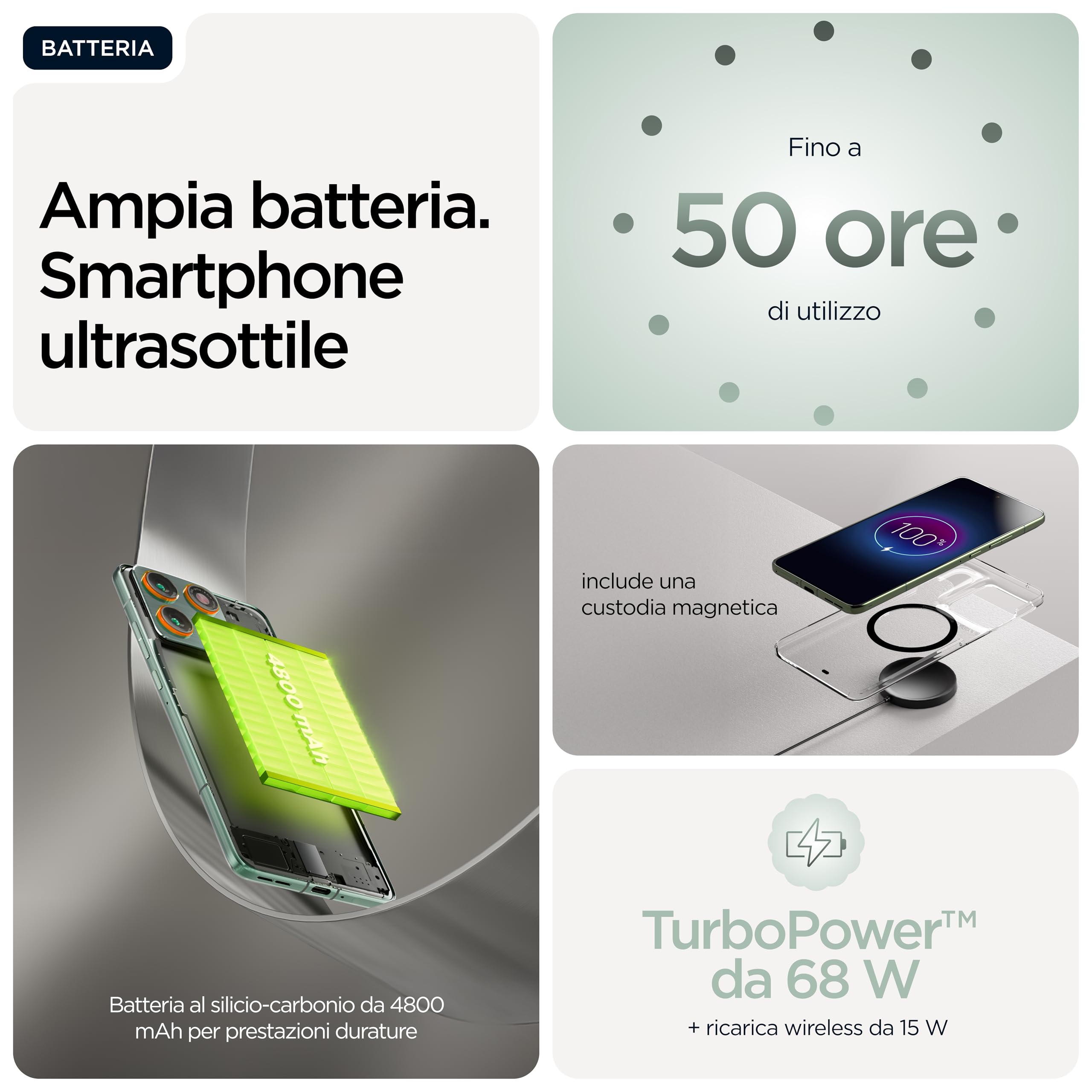 Motorola edge 70 con Moto AI (12/512GB, Tripla fotocamera da 50MP + flicker sensor, selfie 50MP, ultra sottile 5.99mm, 4800mAh Silicon-Carbon, Display 6.67" Super HD 120Hz, PANTONE Lily Pad