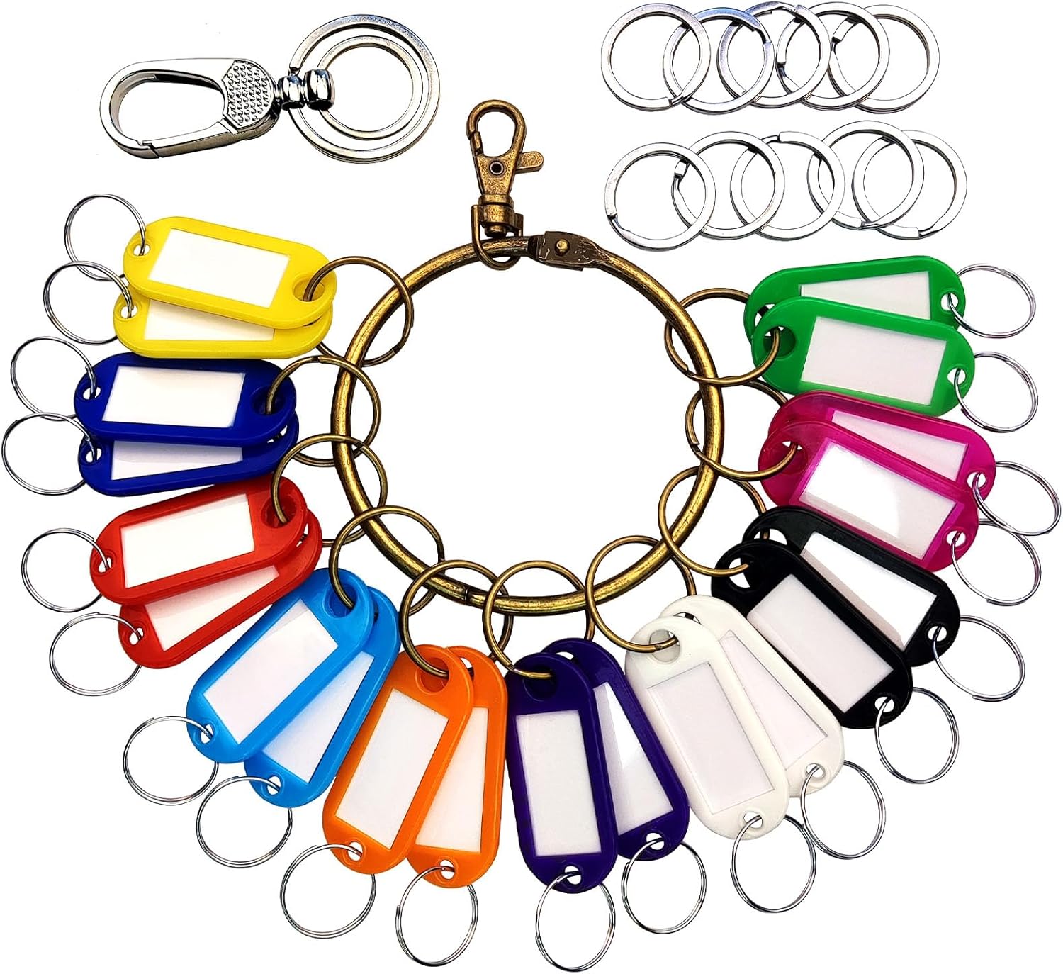 Key Tags, 20 Key Label Tags with Ring, 10 Key Chain Rings, 1 Key Clip, 1 Janitor Key Ring, Suitable for Company, Home Key Management.