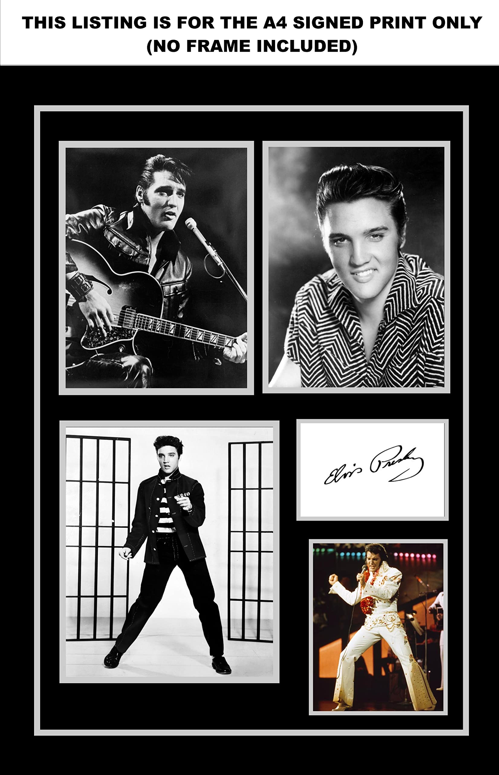 Signed By The Stars Multi-Color Stunning Quality Elvis Presley Signed/Autographed Print (A4 Print 29.7Cm X 21Cm)