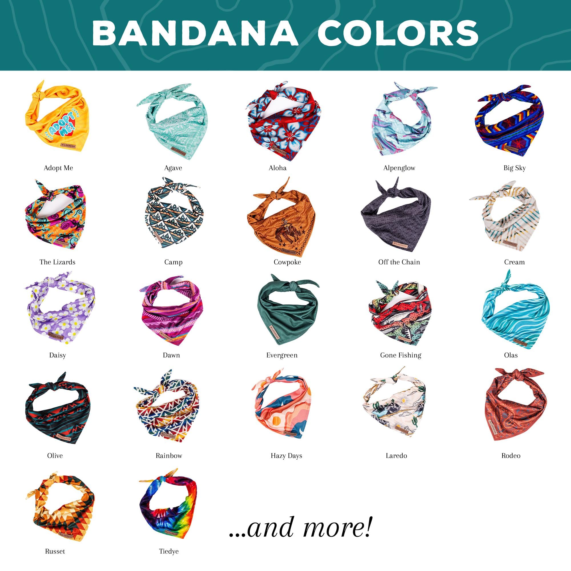 Wilderdog Dog Bandana with Lightweight Quick Drying Poly-Blend Mesh Material in Cowpoke