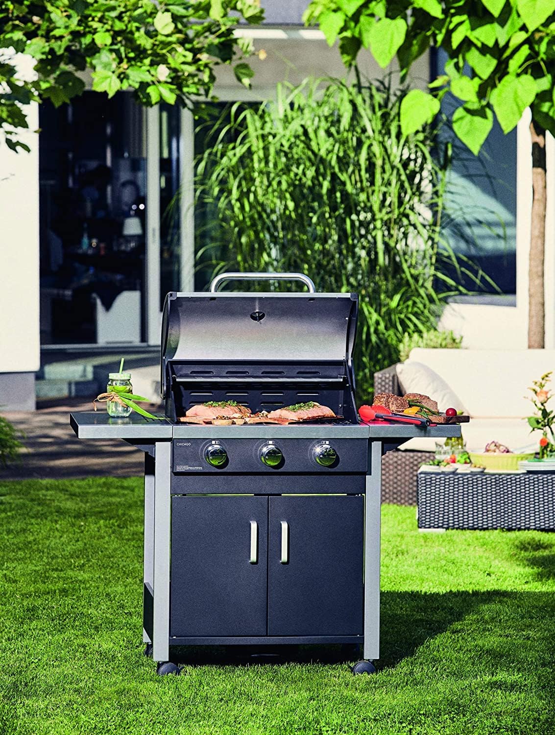 Enders Chicago 3 barbecue a gas - Bbq a gas a 3 fuochi - Griglia a gas da esterno con coperchio in acciaio inox a doppia parete + termometro Barbeque - Bbq gas per balcone, campeggio, esterno #8937633 Enders Chicago 3 barbecue a gas - Bbq a gas a 3 fuochi - Griglia a gas da esterno con coperchio in acciaio inox a doppia parete + termometro Barbeque - Bbq gas per balcone, campeggio, esterno #8937633