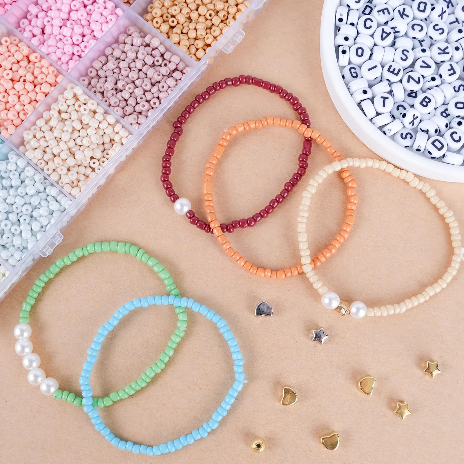 ARTREE Perles Pour Bracelets - 48 Couleurs - Perles En Verre