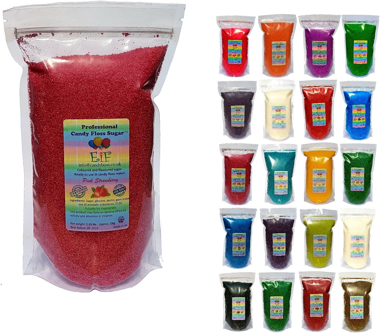 Candy Floss Cotton Sugar CandyBoss Pink Strawberry 1 KG - Ready to Use in Your Machine