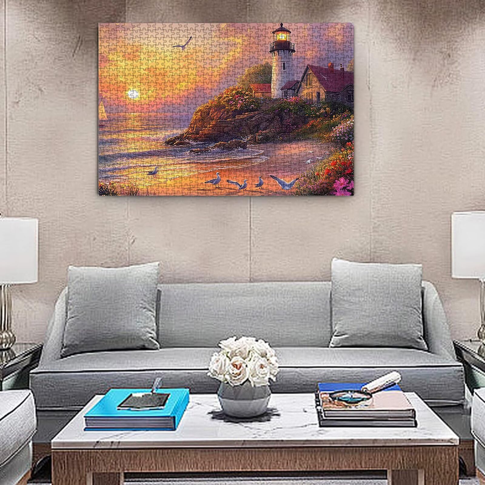 Puzzle dla dorosłych, 3000 sztuk, trudne drewniane puzzle, gra, gra logiczna, gra puzzle ręce dekoracja rodzinna, kreatywne hobby, 81 x 122 cm nad morzem wieża obserwacyjna K0F-496