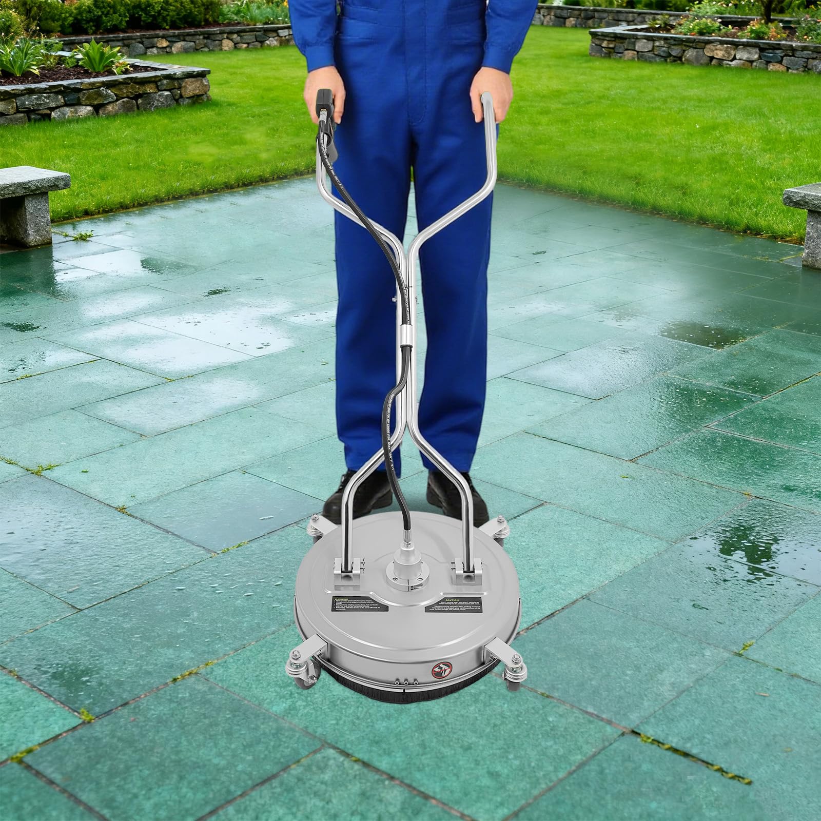 Pulitore ad alta pressione professionale per pavimenti Pulitore per superfici mobile max. 4500PSI Pulitore per terrazze con 4 ruote e 2 ugelli spray, pulitore per superfici per terrazze