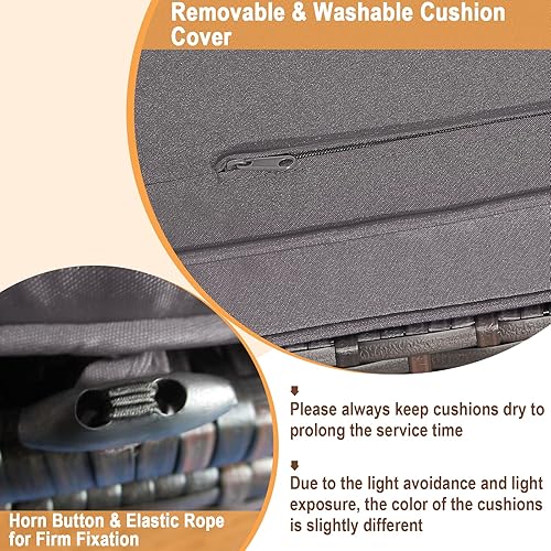 Miniatura 4 de RELAX4LIFE 2 piezas otomanas de ratán para exteriores, reposapiés de mimbre para patio con espacio de almacenamiento, cojines extraíbles, mesas