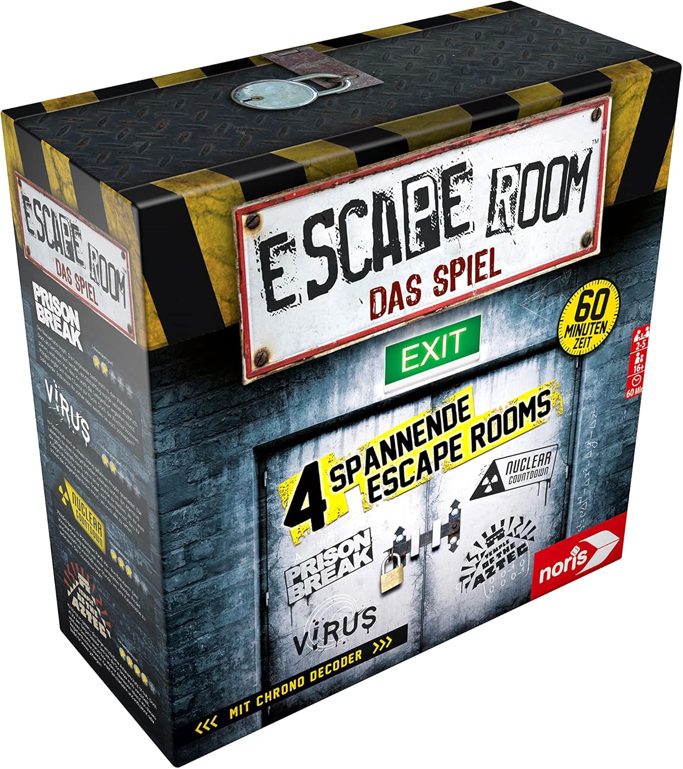 Noris 606101546 - Escape Room (Grundspiel) - Familien und Gesellschaftsspiel für Erwachsene, inkl. 4 Fällen und Chrono Decoder, ab 16 Jahren