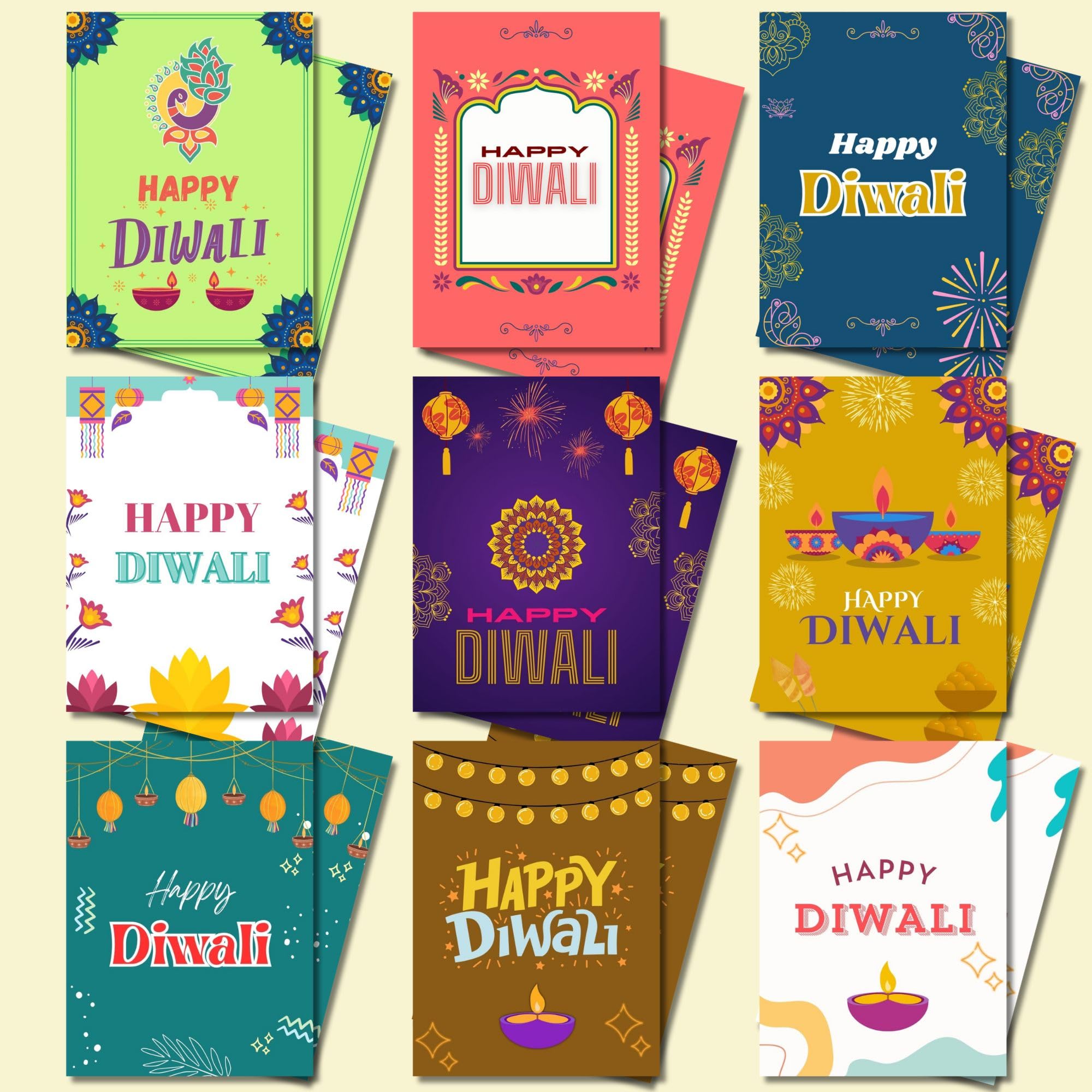 Happy Diwali Greeting Cards - 18 Unique Designs -1 Happy Diwali Greeting Cards - 18 Unique Designs -1