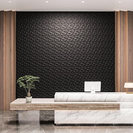 Art3dwallpanels 20 Pack 3D Wall Panels for Interior Wall Decor, 12''x12'' White Accent Diamond Panels for Gaming Room Bedroom TV Background, Black