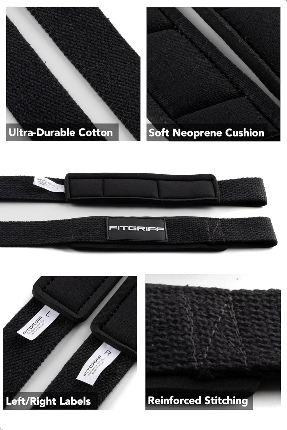 Fitgriff® Sangle de Tirage Musculation - Lifting Straps pour Fitness, Levage, Gym - Accessoires Salle de Sport — image 3