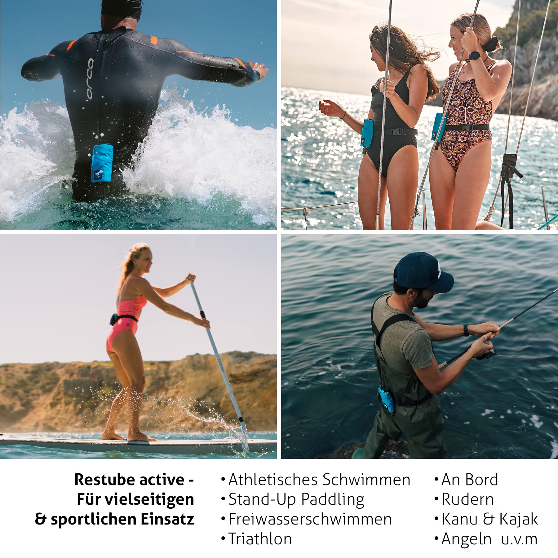 Restube Active Schwimmboje für Erwachsene und Kinder - Rettungsboje für Schwimmer in offenen Gewässern - Schwimmboje Aufblasbar mit Trillerpfeife