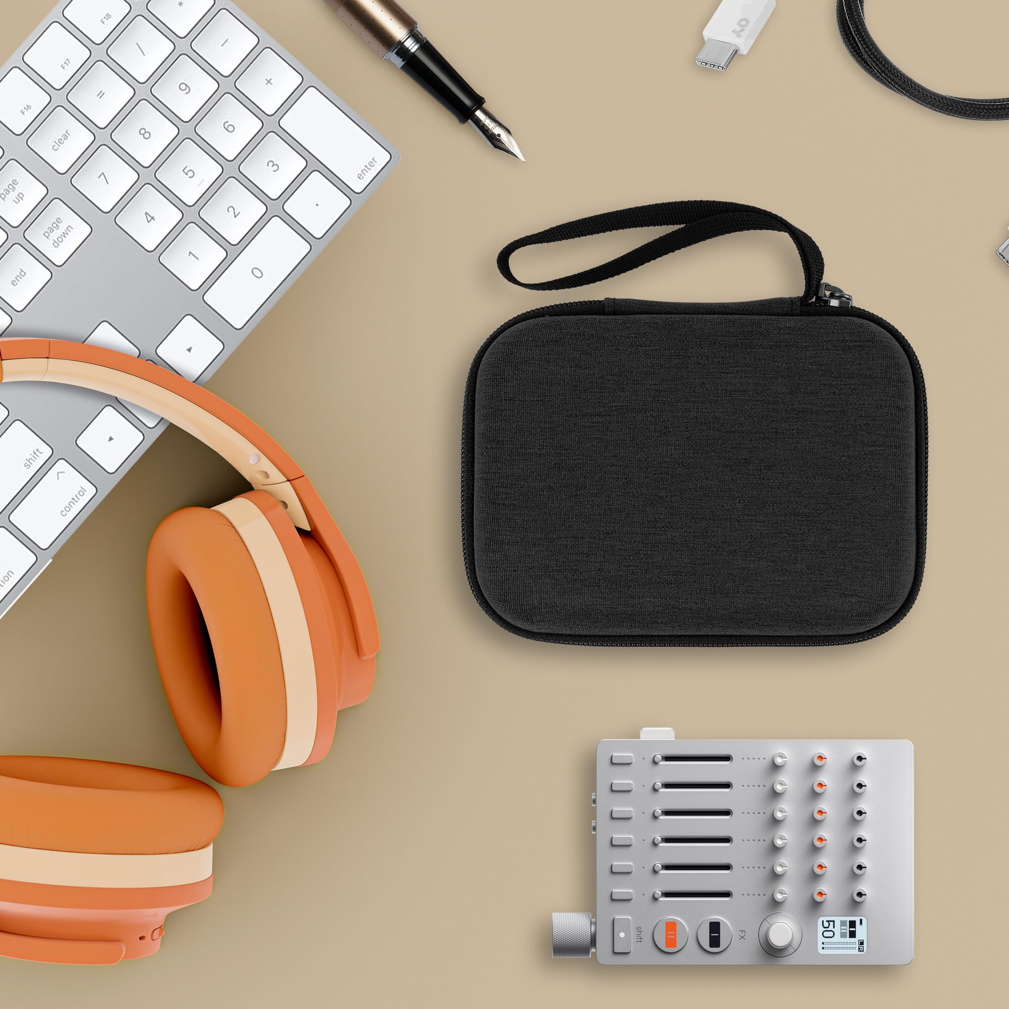 GEEKRIA Étui de transport pour interface audio, compatible avec Teenage Engineering TX-6, EVA Hard Shell Portable Travel Bag (gris foncé)