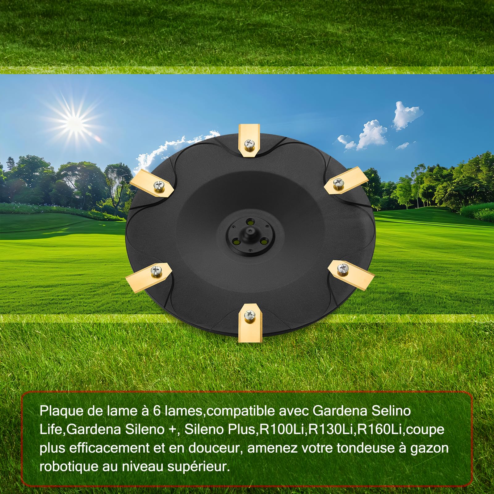【Coupe Plus Efficace】 Disque de Lames + 6 Pièces Compatibles avec Gardena Sileno Life, Sileno, Sileno Plus, R100li R130li R160li, Disque de Lames pour Tondeuse Robotisée
